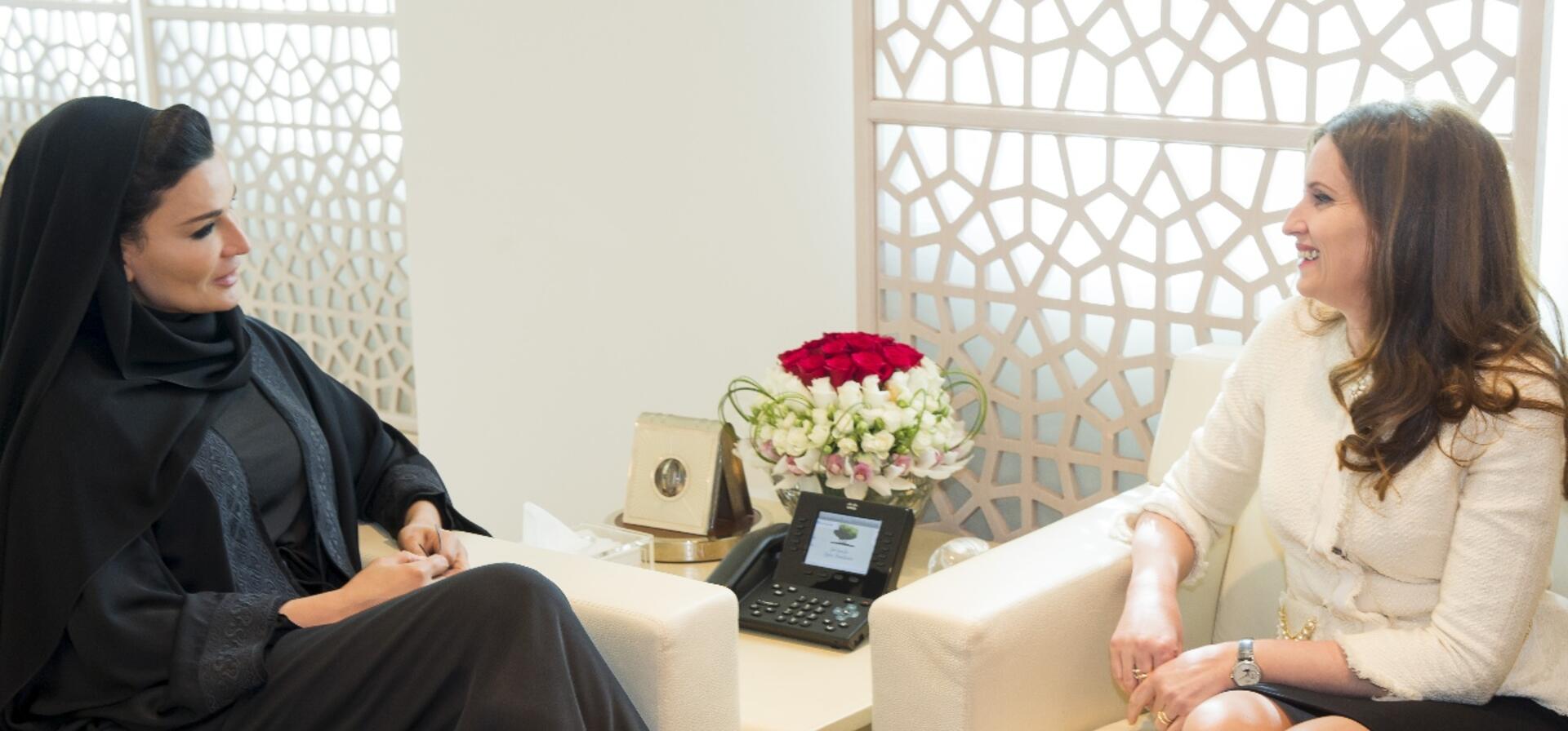 HH Sheikha Moza meets wife of Albanian President