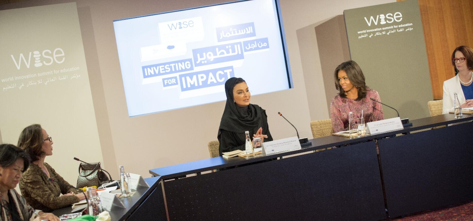 HH Sheikha Moza speaks at WISE high-level roundtable on girl's education