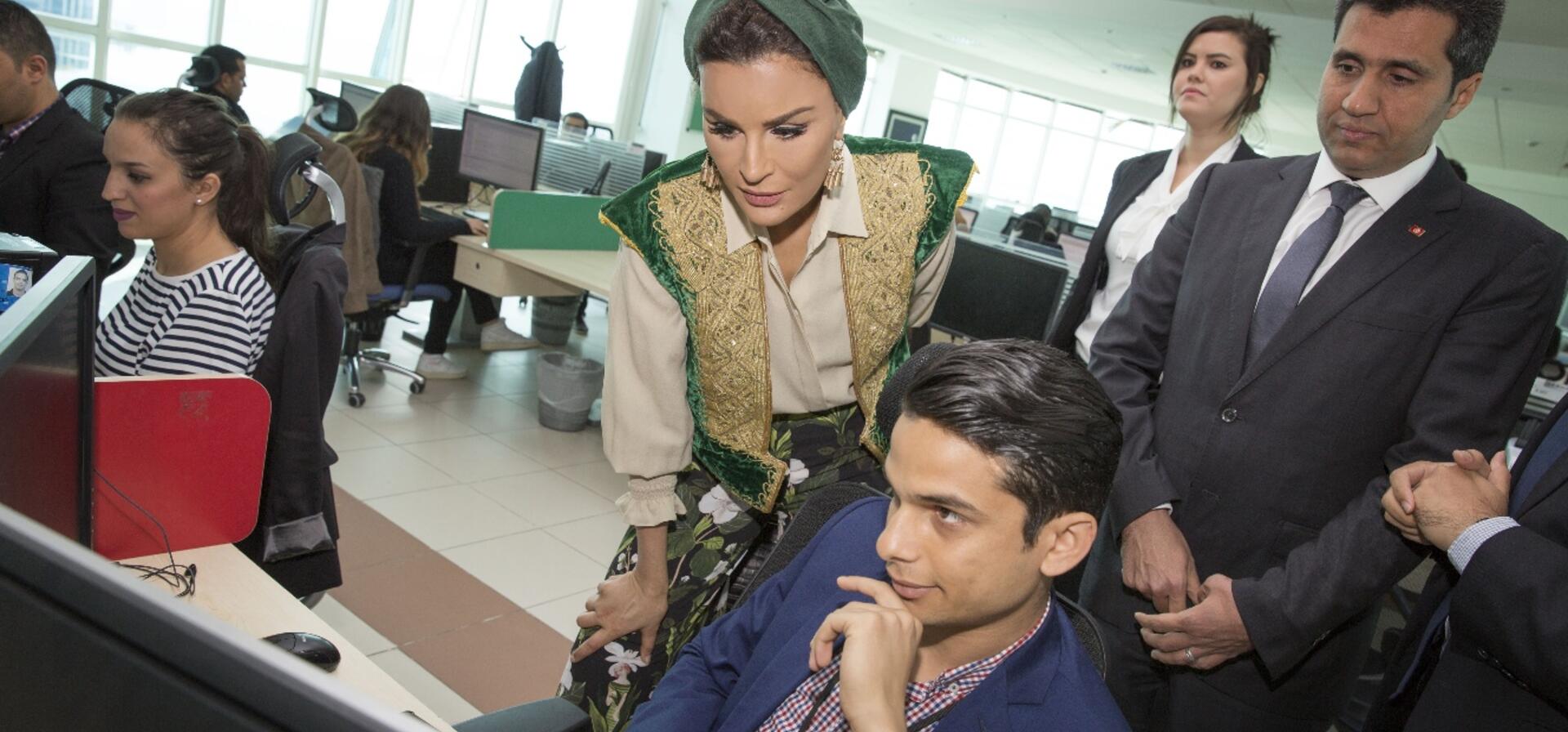 HH Sheikha Moza Visits Vermeg Company, Meets Minister Of Communication Technologies And Digital Economy
