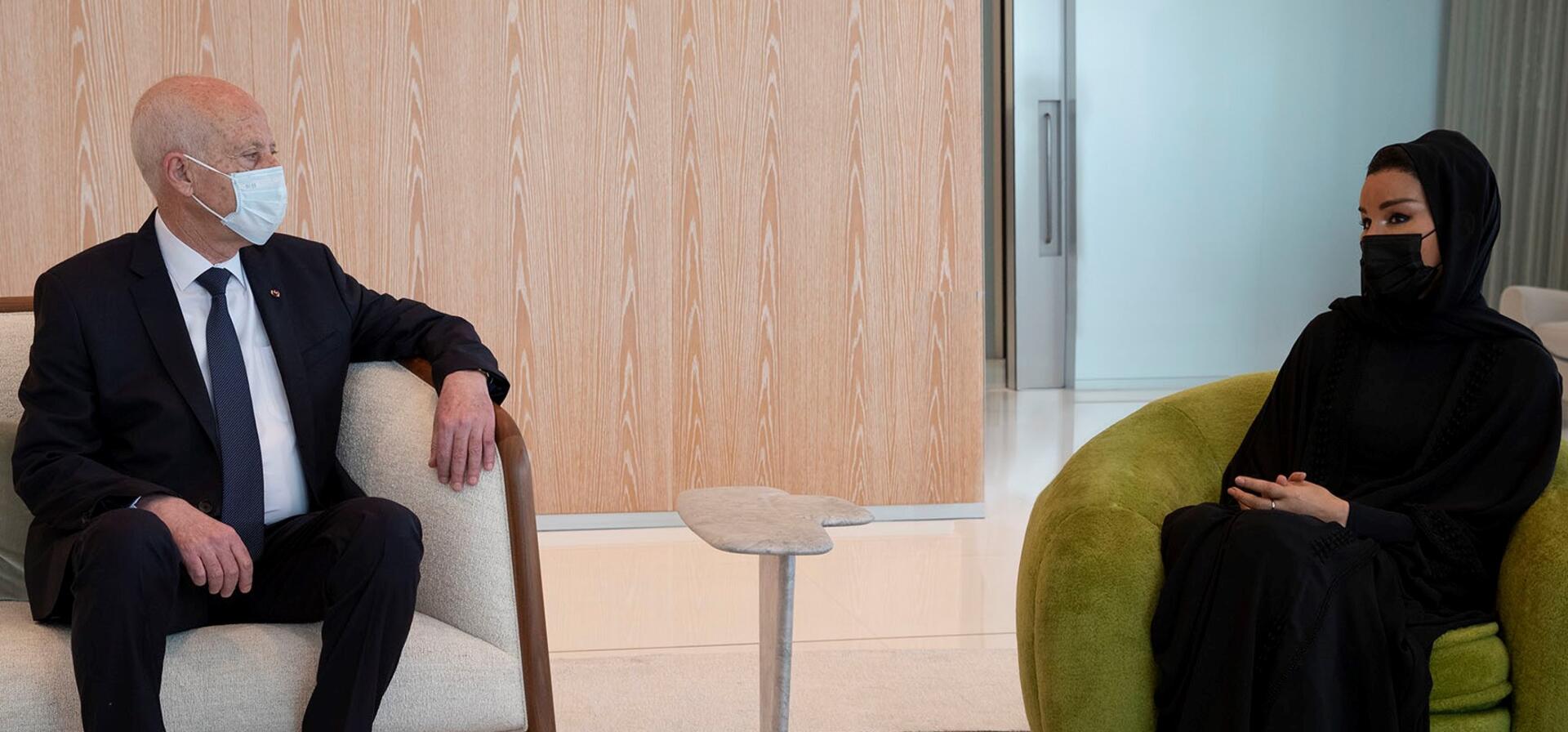 صاحبة السمو تجتمع بفخامة الرئيس التونسي