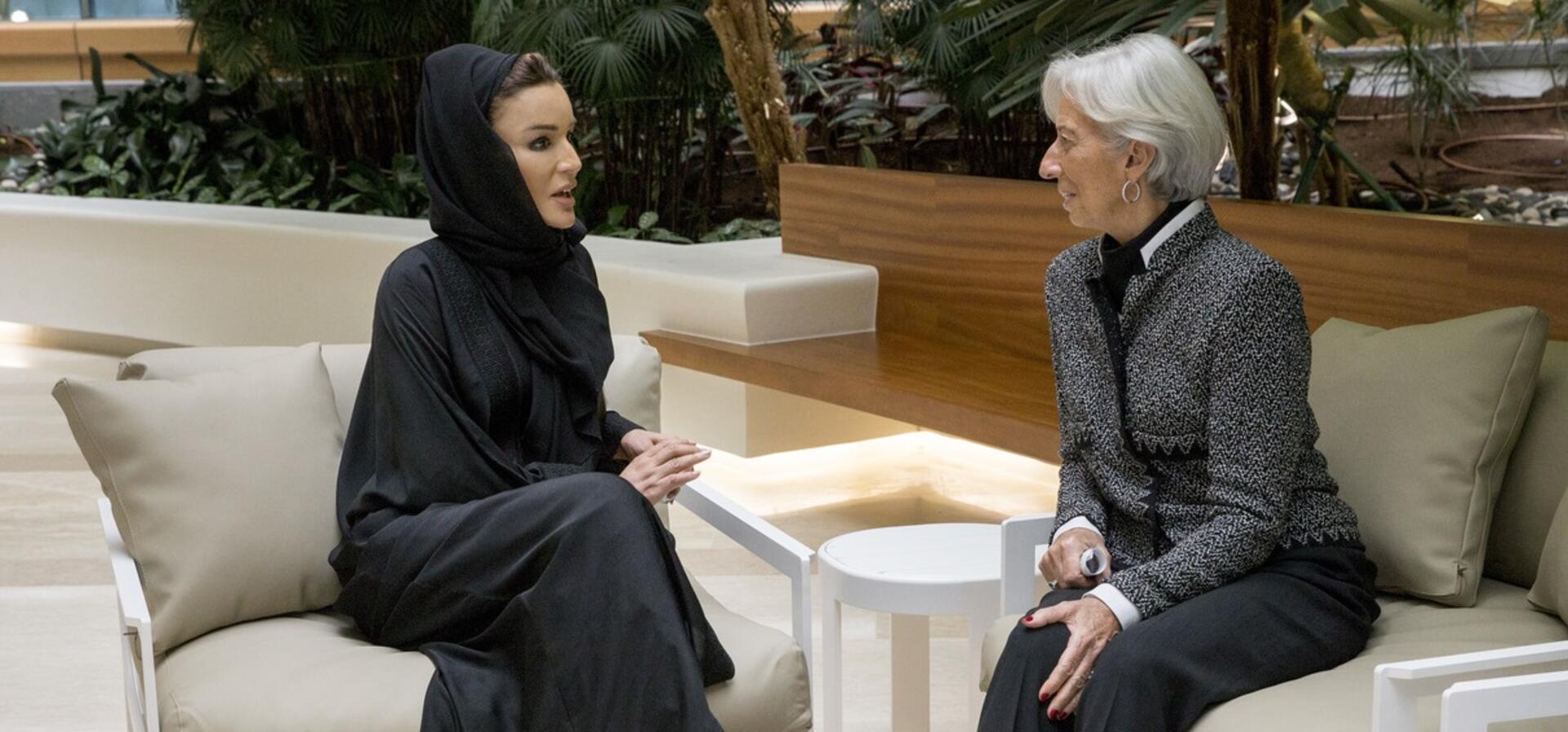 HH Sheikha Moza meets with Managing Director of International Monetary Fund