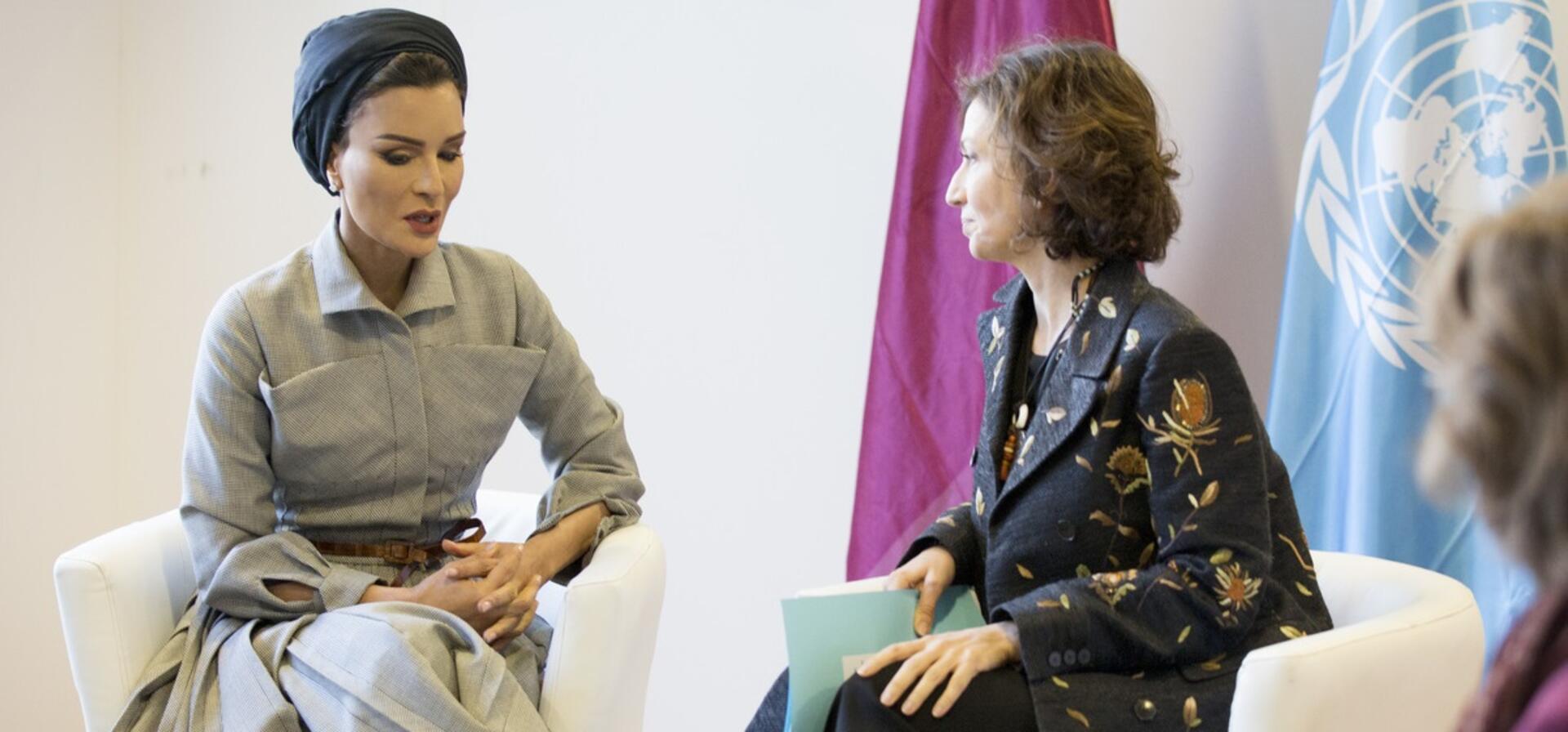 HH Sheikha Moza meets with Director General of UNESCO