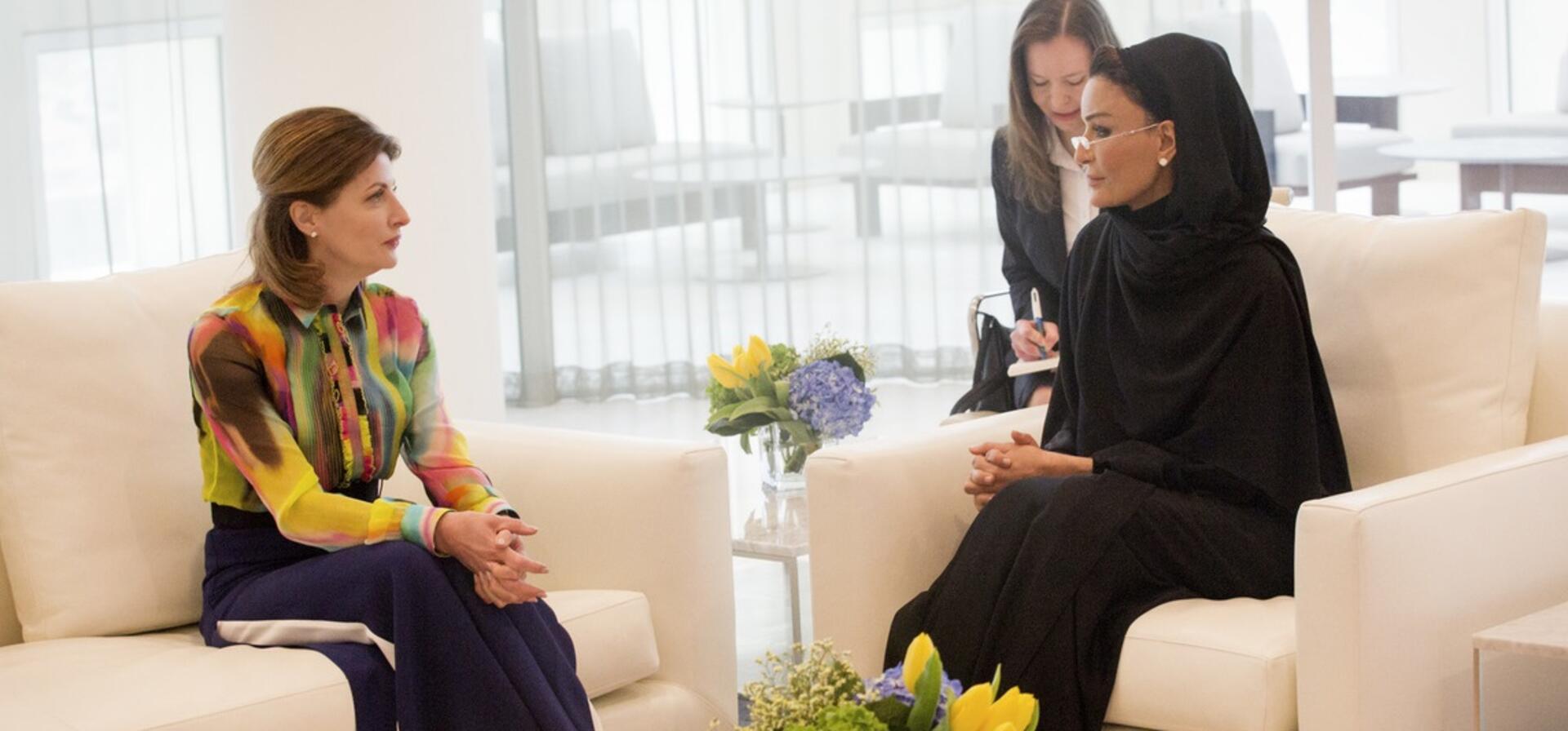 HH Sheikha Moza meets with Wife of President of Ukraine