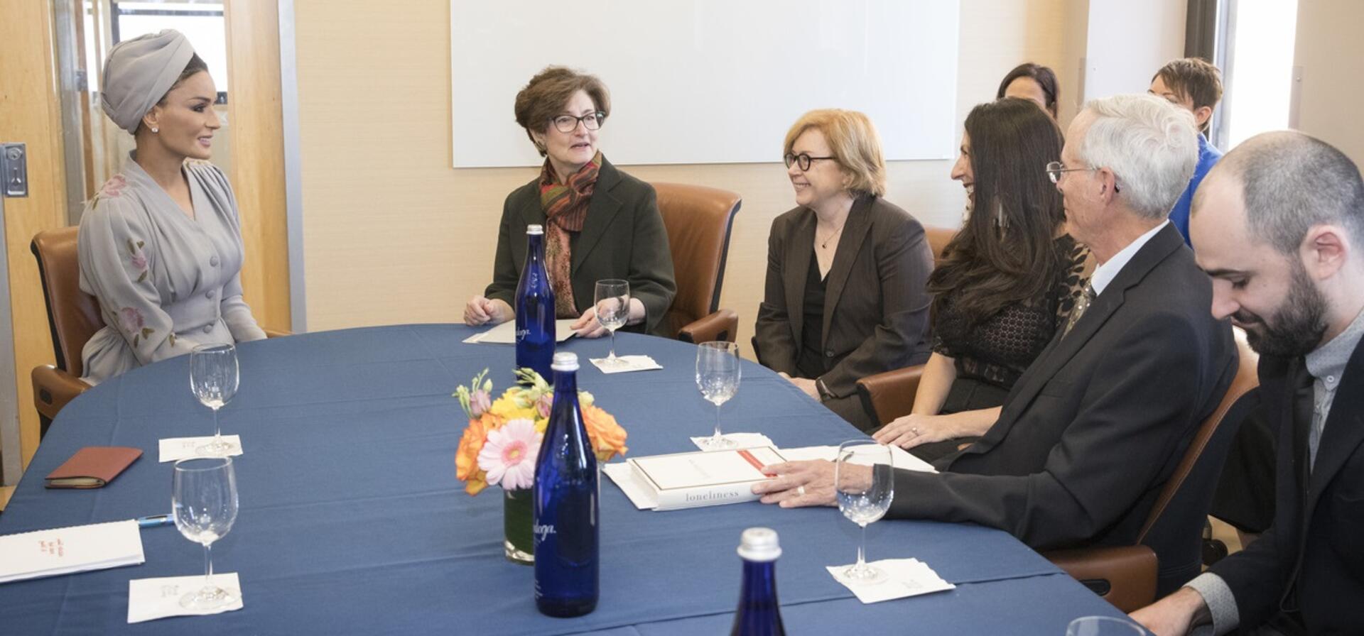 HH Sheikha Moza launches research partnership between Columbia University and Qatar Foundation International to study needs of Arab refugee students in US
