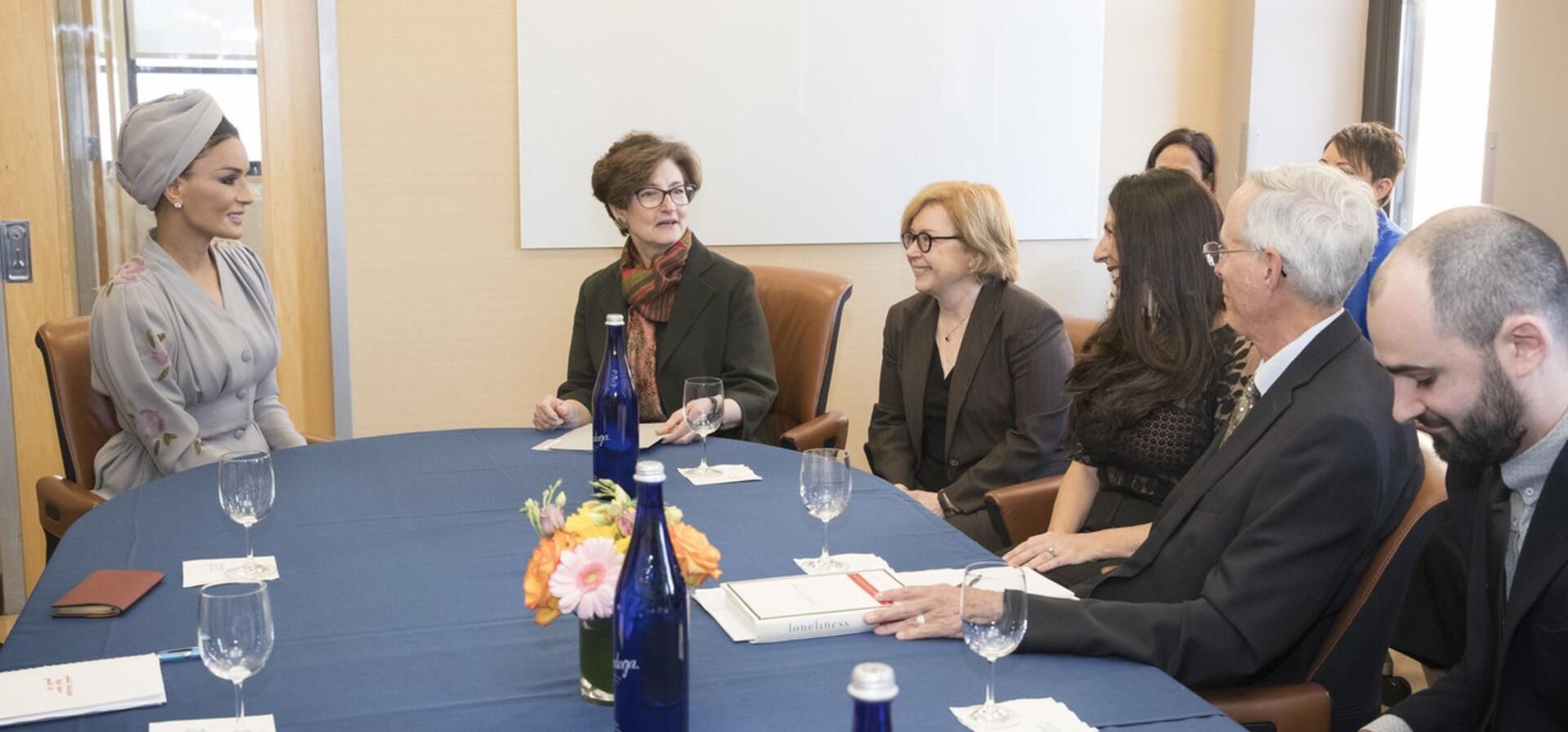 HH Sheikha Moza launches research partnership between Columbia University and Qatar Foundation International to study needs of Arab refugee students in US