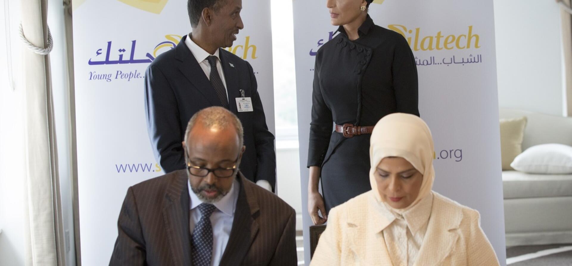 HH Sheikha Moza witnesses signing of key agreements with Silatech in New York