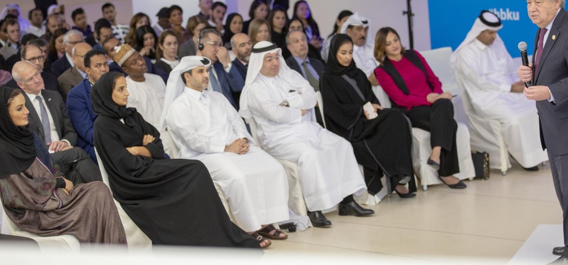 HH Sheikha Moza attends UN Secretary-General lecture at HBKU