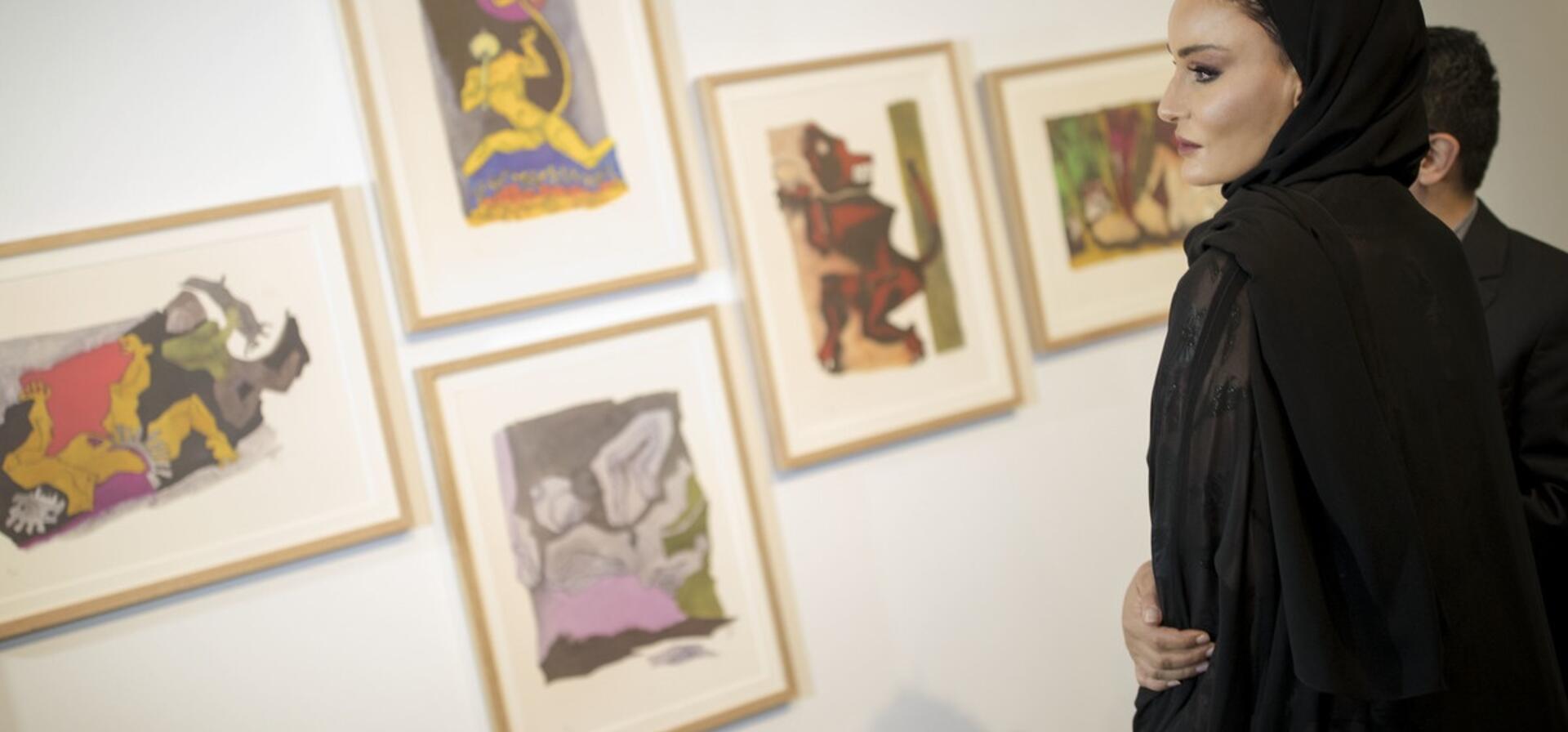  HH Sheikha Moza attends opening of two Mathaf exhibitions celebrating Indian art