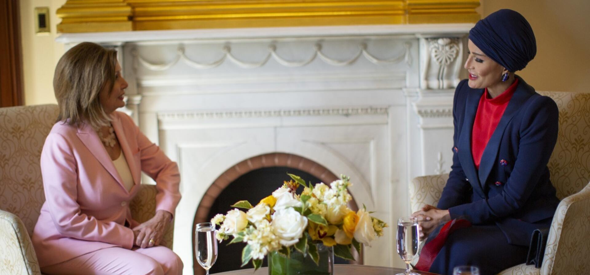 HH Sheikha Moza meets with US Speaker Nancy Pelosi