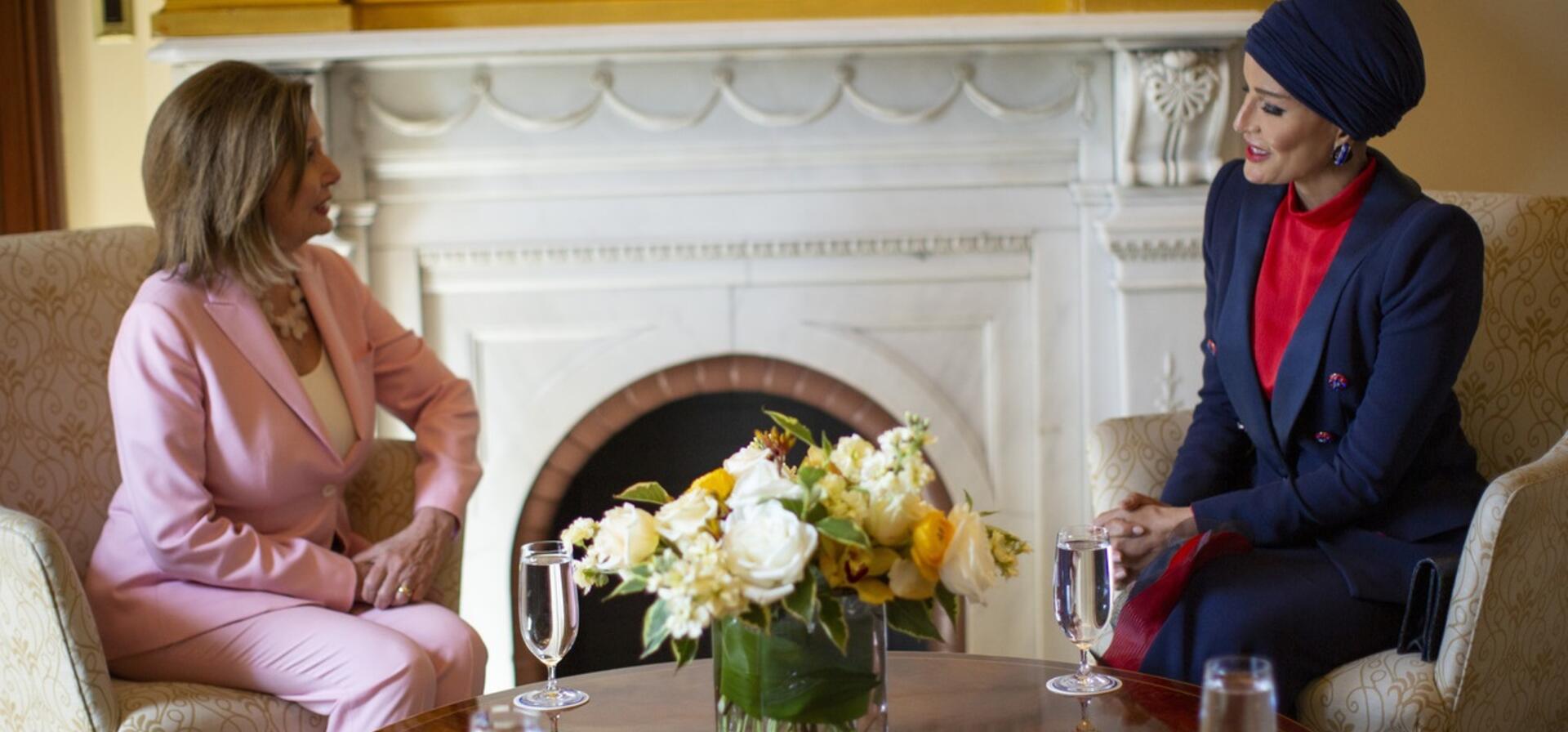 HH Sheikha Moza meets with US Speaker Nancy Pelosi
