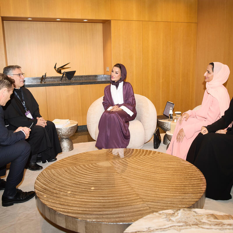 Her Highness Meets with the President of the Pontifical Committee for World Children's Day