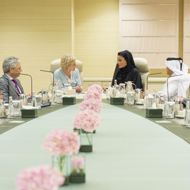 HH Sheikha Moza meets Princess Astrid of Belgium
