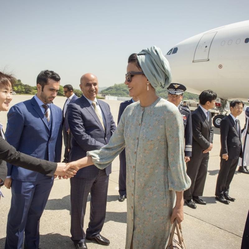 HH Sheikha Moza arrives in South Korea 