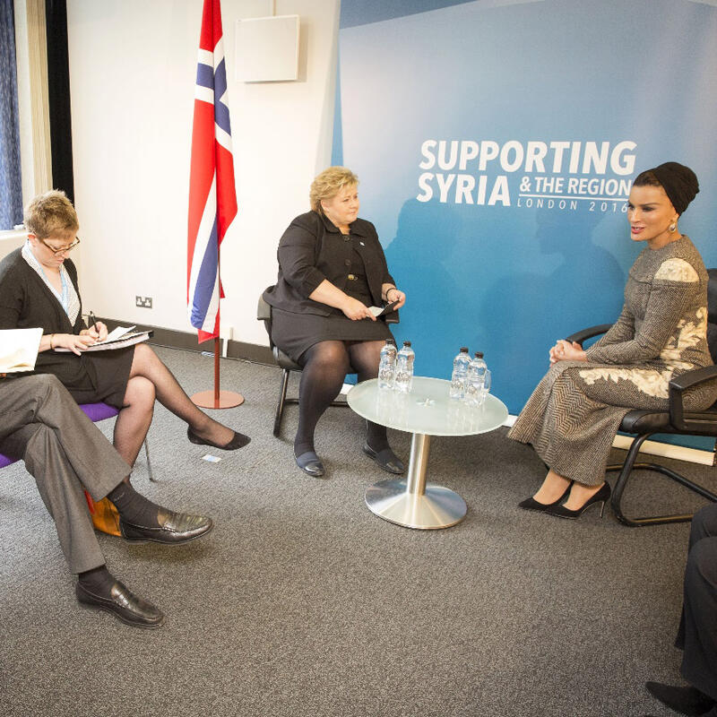 HH Sheikha Moza meets the Prime Minister of Norway