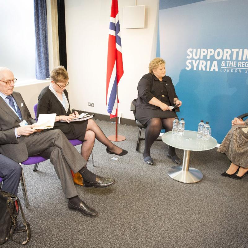 HH Sheikha Moza meets the Prime Minister of Norway
