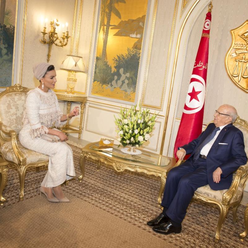 HH Sheikha Moza Meets President Of Tunisia And Visits Silatech Projects