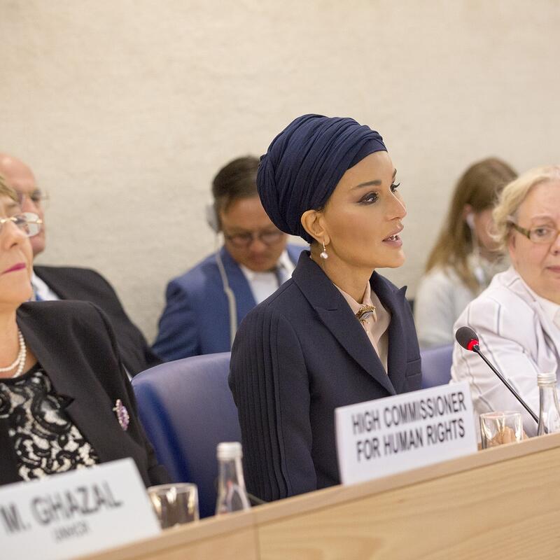 HH Sheikha Moza led a call for action for the protection of education at the Social Forum of the Human Rights Council