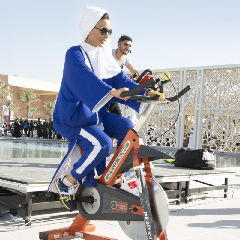 HH Sheikha Moza participates in National Sport Day at Education City