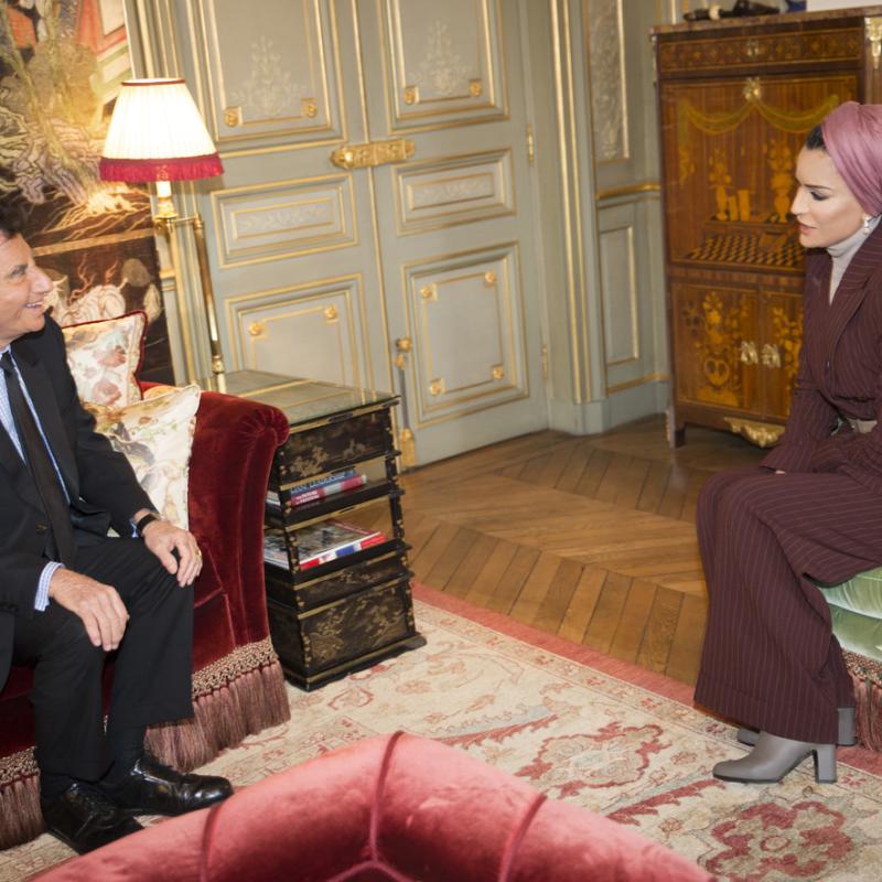 HH Sheikha Moza meets with President of Arab World Institute in Paris