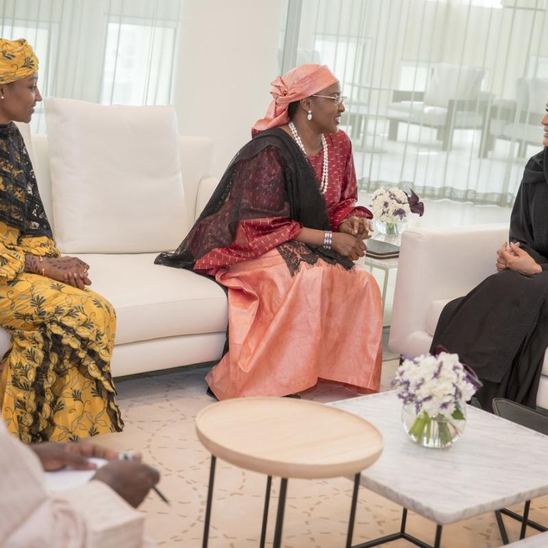 HH Sheikha Moza meets with Spouse of Nigerian President