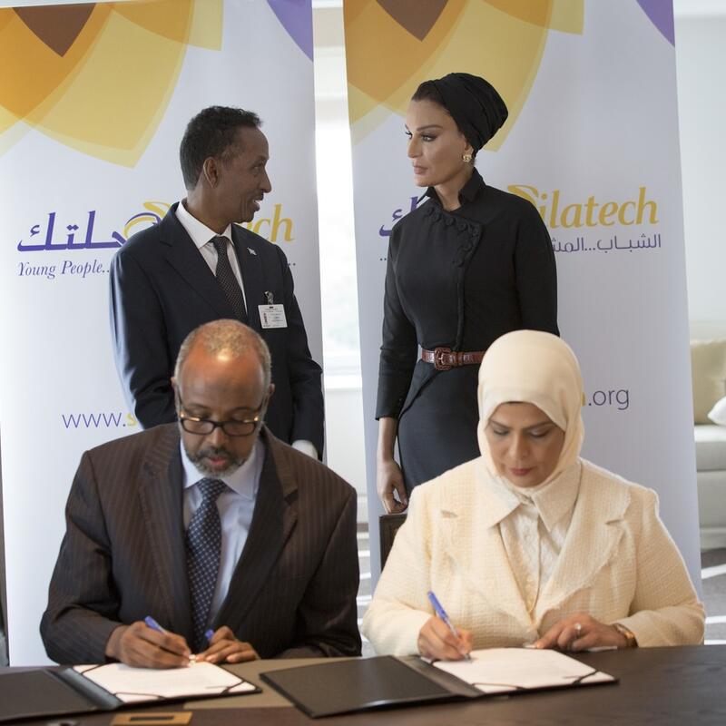 HH Sheikha Moza witnesses signing of key agreements with Silatech in New York