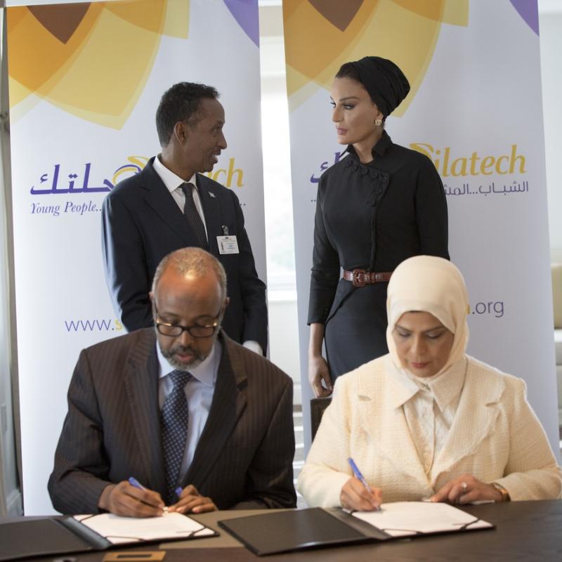 HH Sheikha Moza witnesses signing of key agreements with Silatech in New York