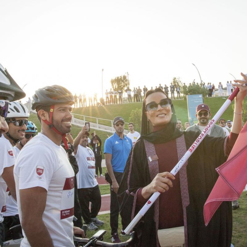 HH Sheikha Moza participates in QF stage of "Flag Relay"