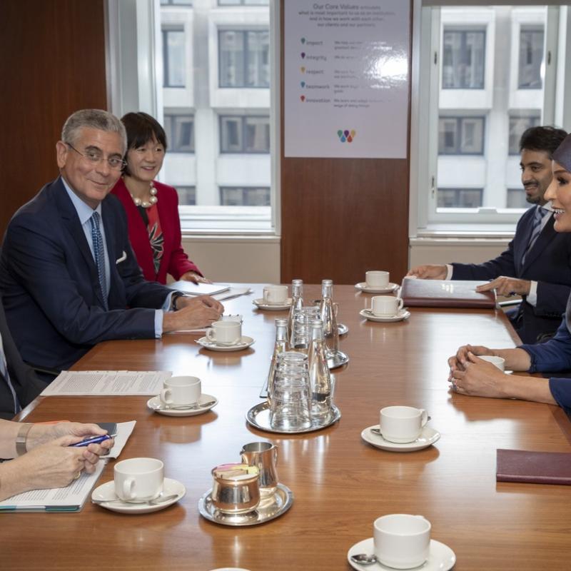 HH Sheikha Moza meets with President of World Bank Group