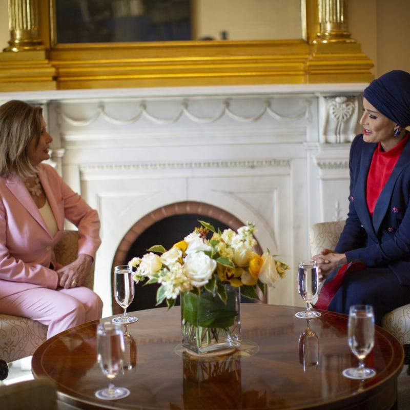 HH Sheikha Moza meets with US Speaker Nancy Pelosi