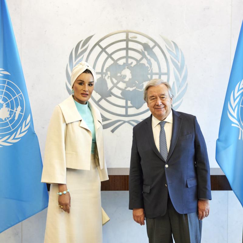 Her Highness Meets with UNSG António Guterres
