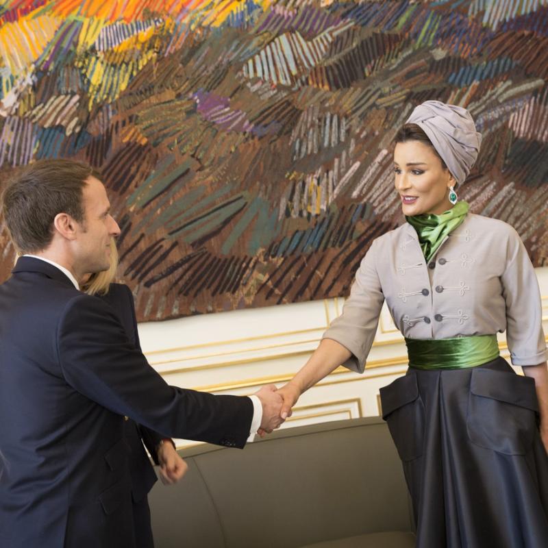 HH Sheikha Moza meets with President of France and Wife at Elysee Palace