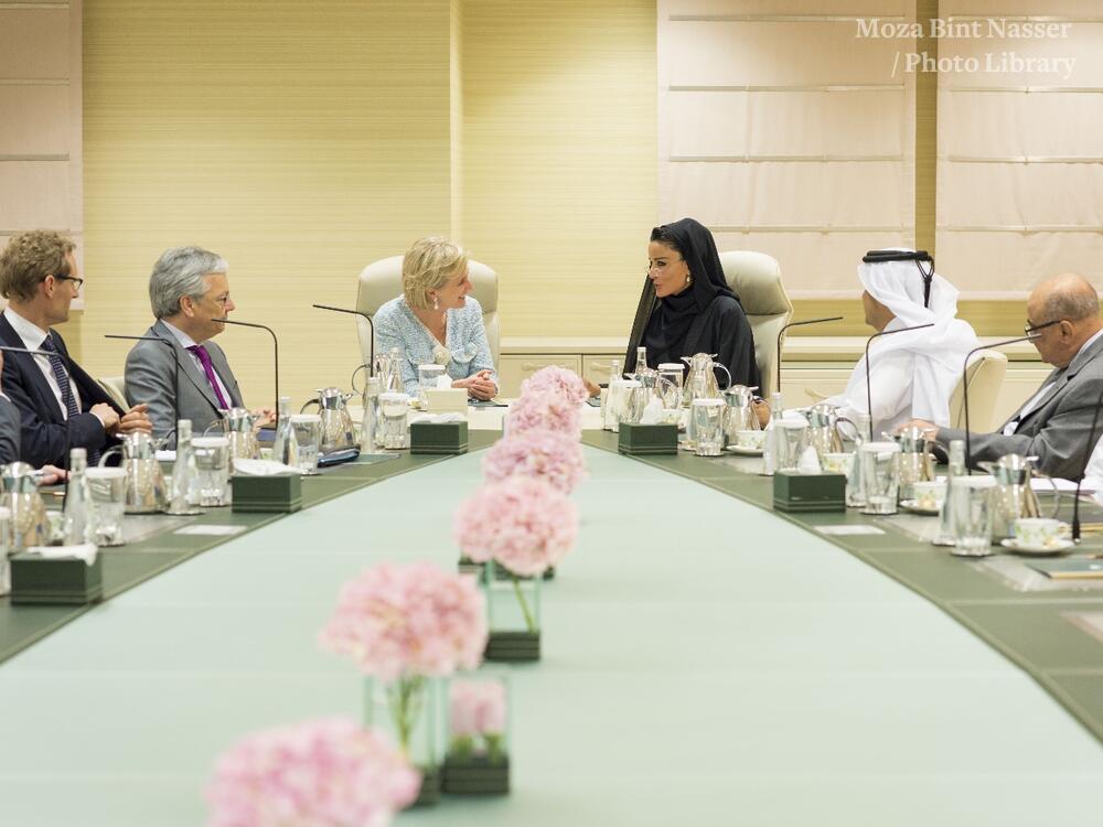 HH Sheikha Moza meets Princess Astrid of Belgium