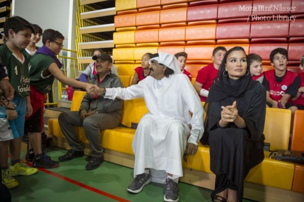 TH the Father Emir Sheikh Hamad and Sheikha Moza at QF National Sports Day 2015