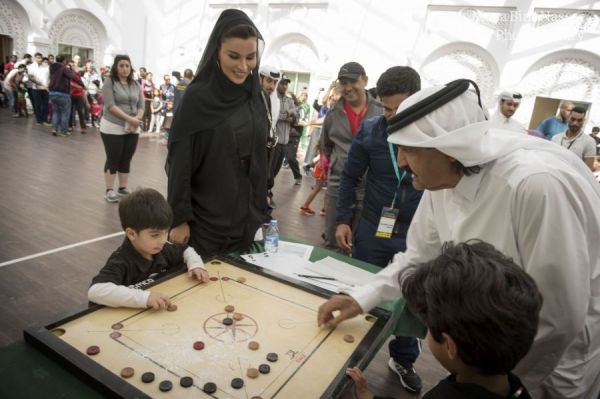 TH the Father Emir Sheikh Hamad and Sheikha Moza at QF National Sports Day 2015