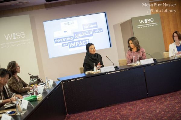 HH Sheikha Moza speaks at WISE high-level roundtable hosted by First Lady of US