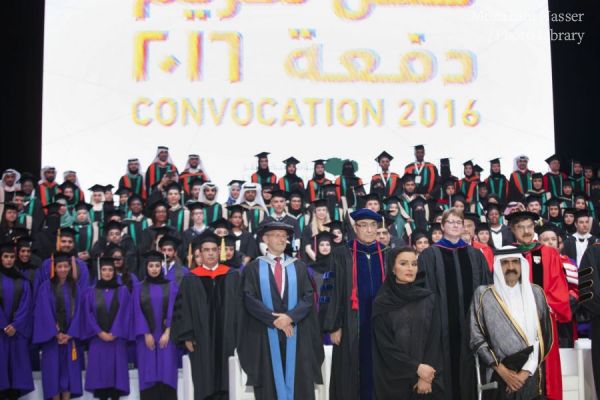 Their Highnesses the Father Amir and Sheikha Moza attend Qatar Foundation's Convocation 2016. 