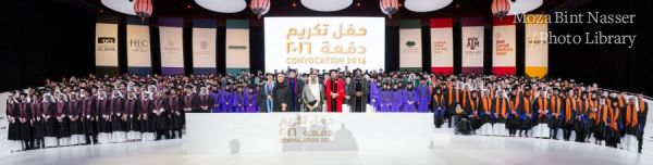 Their Highnesses the Father Amir and Sheikha Moza attend Qatar Foundation's Convocation 2016. 
