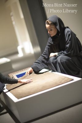 HH Sheikha Moza visit to'Modern Prayer Rug' exhibition at Msheireb Museums