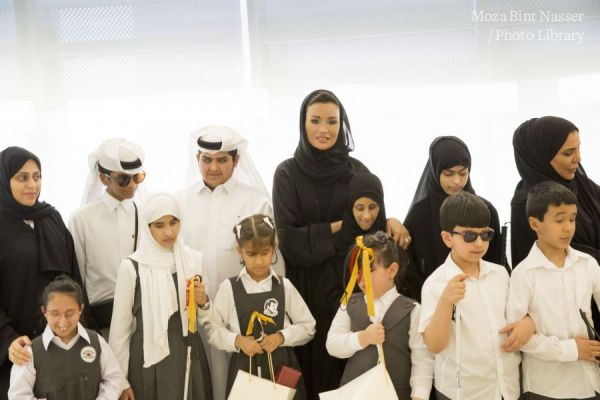 HH Sheikha Moza meets with students from Al Noor Institute.