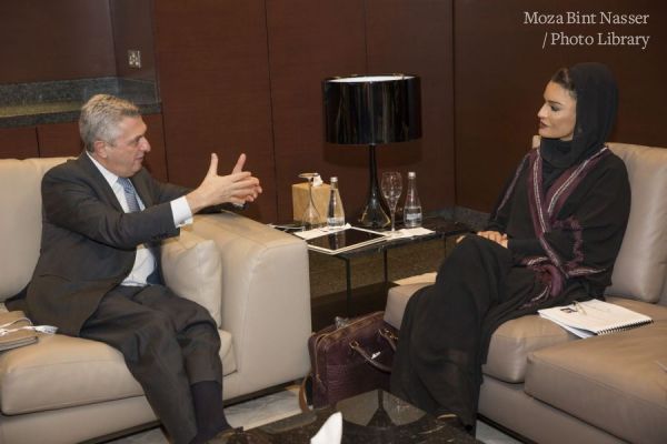 HH Sheikha Moza meeting with High Commissoner Filippo Grandi