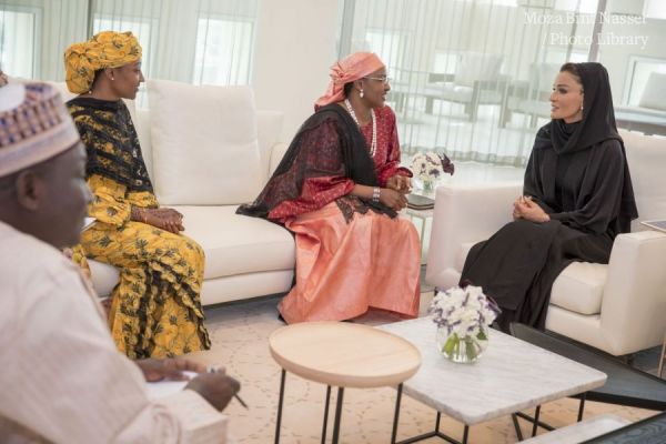 HH Sheikha Moza meets with Spouse of Nigerian President