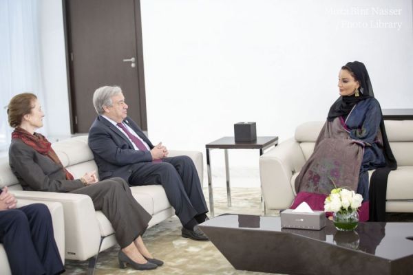 HH Sheikha Moza attends UN Secretary-General lecture at HBKU