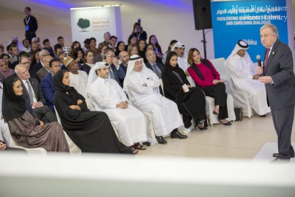 HH Sheikha Moza attends UN Secretary-General lecture at HBKU