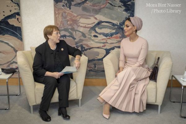 HH Sheikha Moza meets with UN High Commissioner for Human Rights 