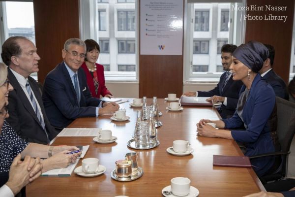 HH Sheikha Moza meets with President of World Bank Group