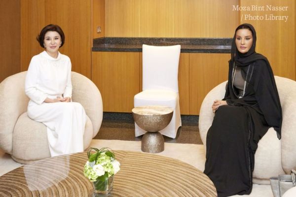 Her Highness meets with the President of the Republic of Uzbekistan
